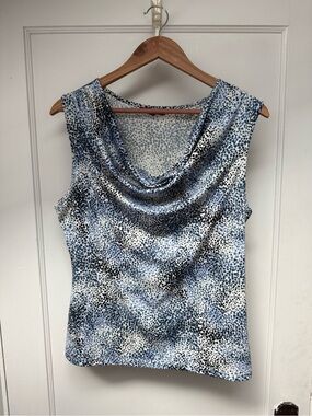 Sleeveless Cowl Neck Camisole in Blue Speckle